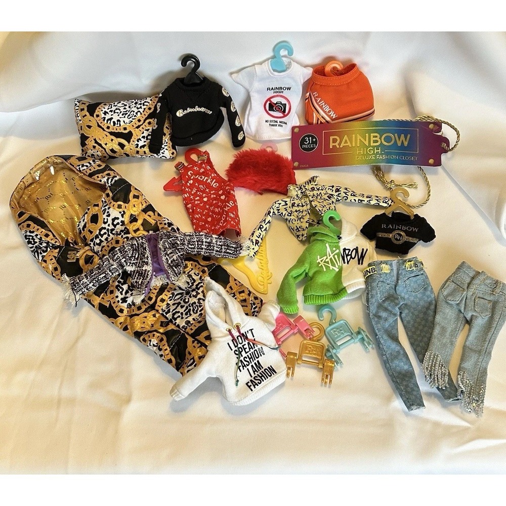 Random Rainbow High Doll Clothing Lot & Accessories 23 pc From Deluxe Closet